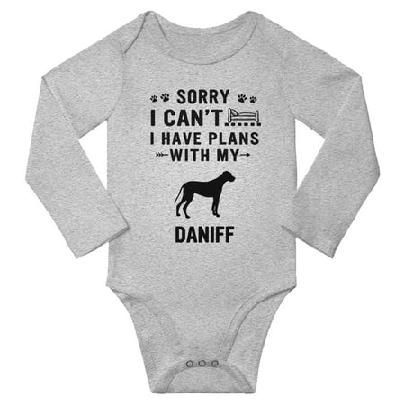 

Sorry I Can t I Have Plans With My Daniff Baby Long Sleeve Bodysuit (Gray 3-6 Months)