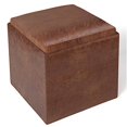 thumbnail image 1 of SIMPLIHOME Rockwood 17 inch Wide Square Cube Storage Ottoman with Tray in Distressed Saddle Brown Faux Leather, Footrest Stool, Coffee Table for the Living Room, Bedroom, and Kids Room, Contemporary, 1 of 2