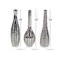 thumbnail image 5 of DecMode 3"W, 12"H Abstract Slim Textured Bottleneck Silver Ceramic Vase with Varying Patterns, Set of 3, 5 of 20