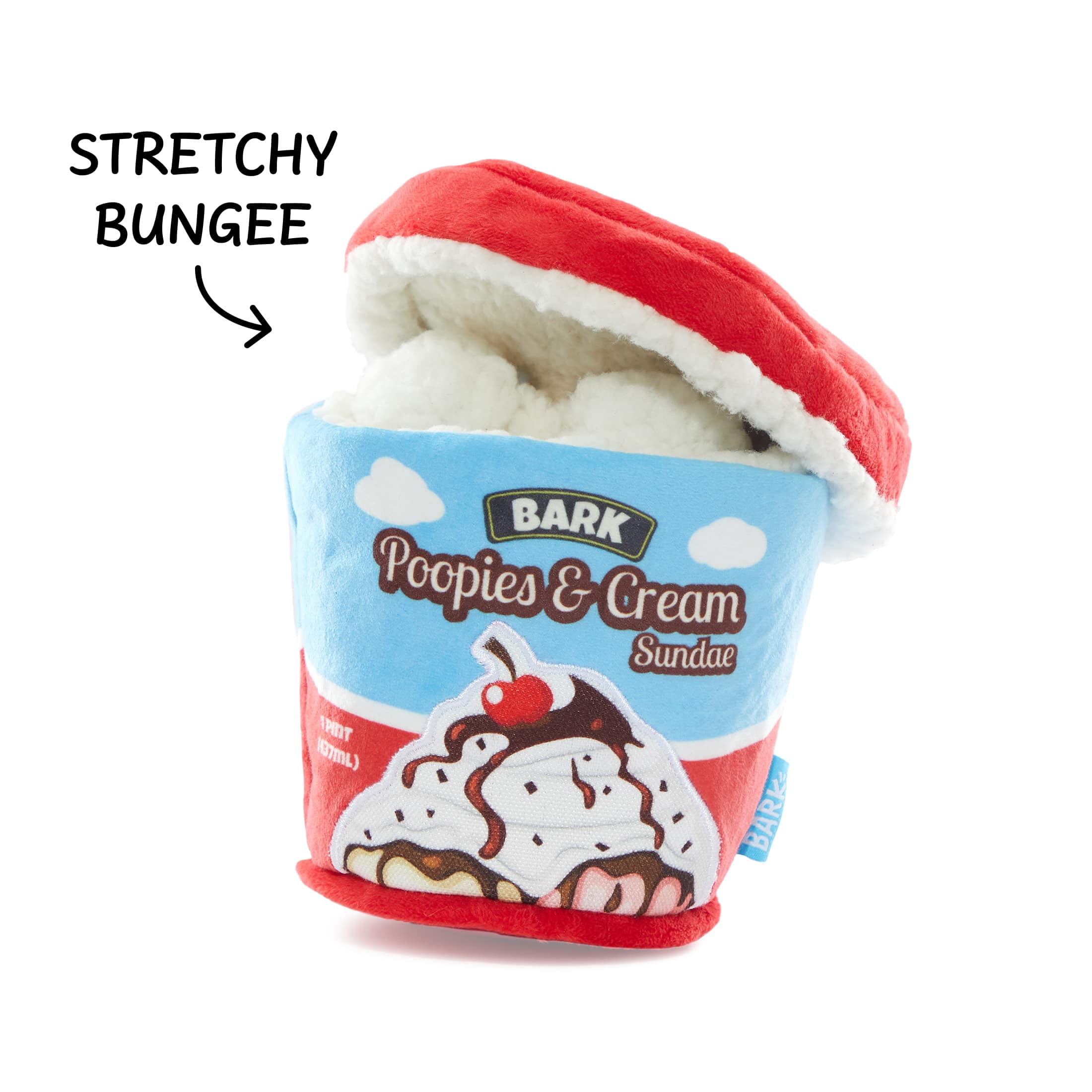 BARK Poopies and Cream Dog Toy, Plush Pint Design, Squeaky, All Sizes