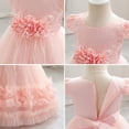 thumbnail image 3 of Girl's 3D Flower Waist Tulle Dress, Baby Toddler Flower Girl Wedding Dress with Bowknot, Shiny Butterfly Pageant Formal Dress for Birthday Christmas Party, 6M-5Y Light Pink 80, 3 of 7