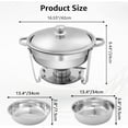thumbnail image 5 of PRIJESSE 8 Pack Round Chafing Dish Buffet Set, Stainless Steel 5 QT Food Warmer Chafer with Water & Food Pan,Cover and Fuel Holder, Buffet Stove for Catering, Silver, 5 of 7