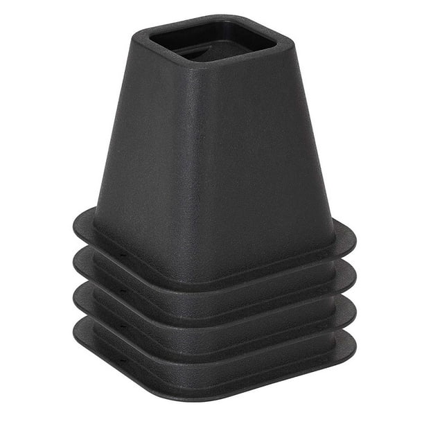 Simplify 6inch Perfect Fit Bed Risers for Roller Frame Beds, Black, 4