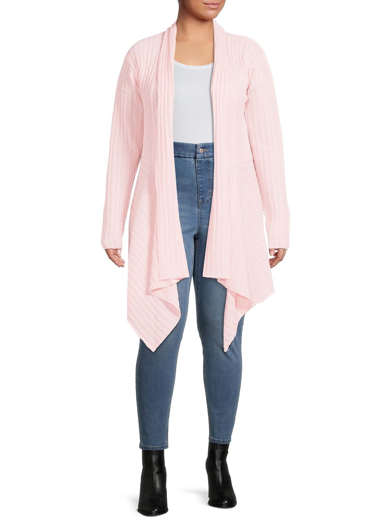 What s Next Women s Plus Size Ribbed Flyaway Cardigan Walmart