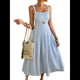 thumbnail image 1 of Vestido Midi de Verano con Tirantes Finos, Botones y Lazo Frontal para Mujer, Estampado Floral Azul M, 1 of 10