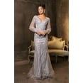thumbnail image 6 of Women's Royal Blue Queen RQ8125 Sequin V-Neck Long Sleeve evening elegant Gown Sage Green 10, 6 of 9