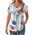thumbnail image 2 of Homenesgenics Womens Tops under $5 Breathable Women Casual Short Sleeve Flared Sleeves V-Neck Overlap Loose T-Shirt Blouse Tops, 2 of 7