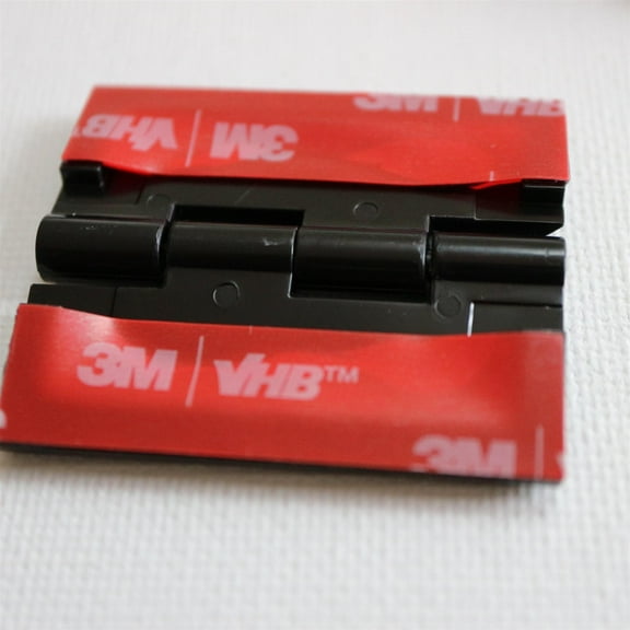 10 x 45mm Black Acrylic Hinges. No glue required, Self Adhesive. Black Plastic, (1 12/16 in) -10 Pack-