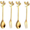 thumbnail image 1 of 20 Pcs Stainless Steel Leaf Coffee Spoons Tableware Dessert Spoons, Teaspoon Set (10 Spoons 10 Forks) 4.7 inches, 1 of 6