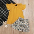thumbnail image 6 of Odeerbi Toddler Dress Girls Floral Dress Ruffle Sleeve Dress Kids Bow Skirt Tops 2PC Baby Clothes Outfits Sets Yellow, 6 of 9