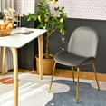 thumbnail image 4 of Costway Set of 2 Velvet Accent Chairs Dining Side Chairs w/Gold Metal Legs Grey, 4 of 11