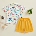 thumbnail image 3 of Bagilaanoe 2pcs Toddler Baby Boy Girl Shorts Set Short Sleeve Print Shirt Tops + Shorts 6M 12M 18M 24M 3T 4T Kids Casual Summer Clothes, 3 of 8