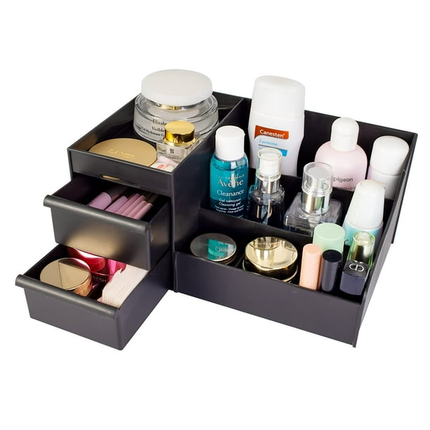 Organizador de escritorio de maquillaje Decorcode con cajones negro