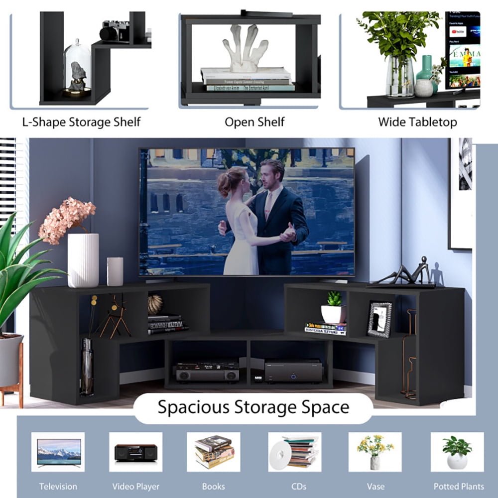 Finihen TV Stand, TV Cabinet, 3 Pieces Adjustable TV Stand for TVs up to 65 Inch with Shelves, for Living Room, Bedroom, Black