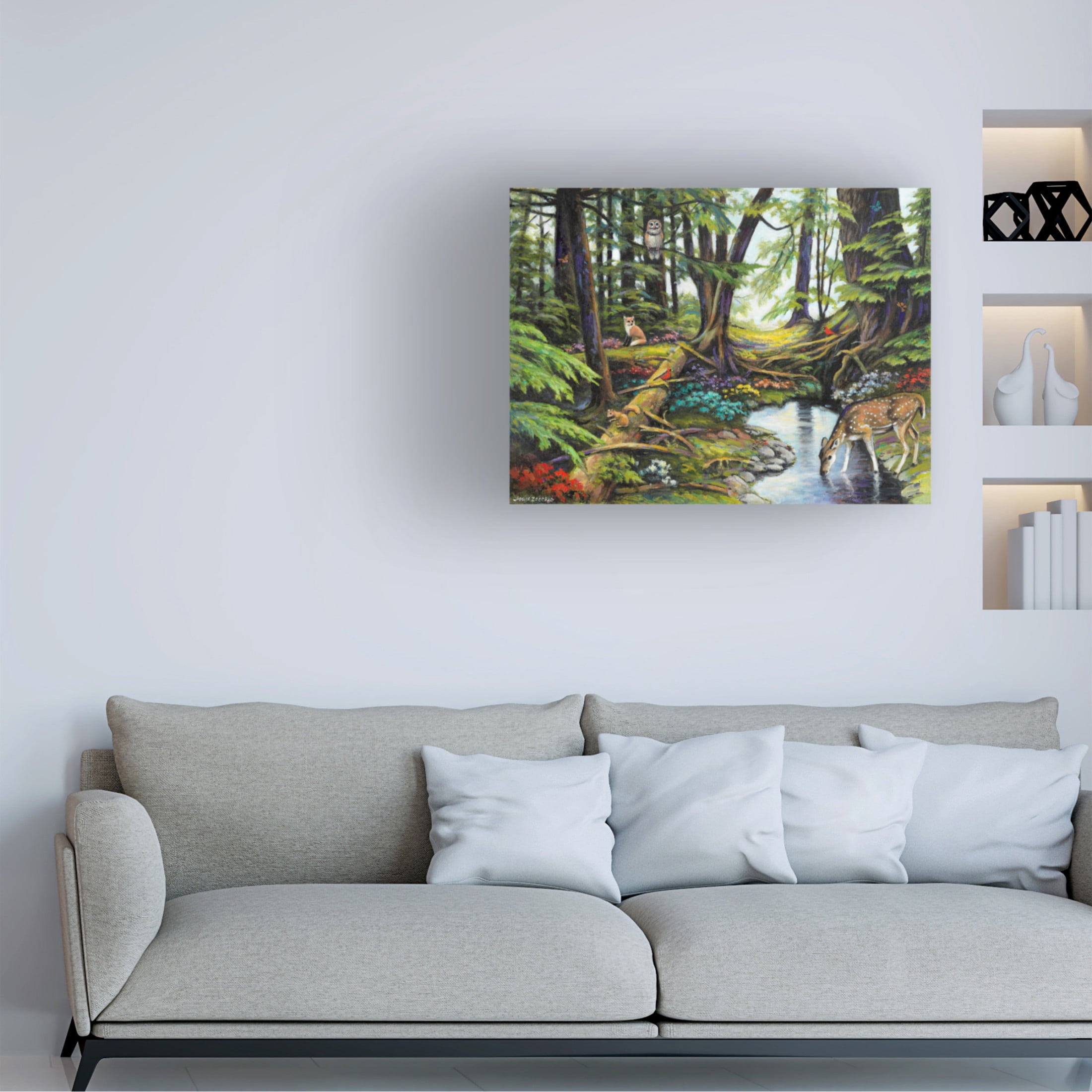 Canvas Wall Art - John Zaccheo 'Forest Gathering' Wall Art for Living Room, Bedroom, or Office Décor by Trademark Fine Art - 24 x 18 Inches