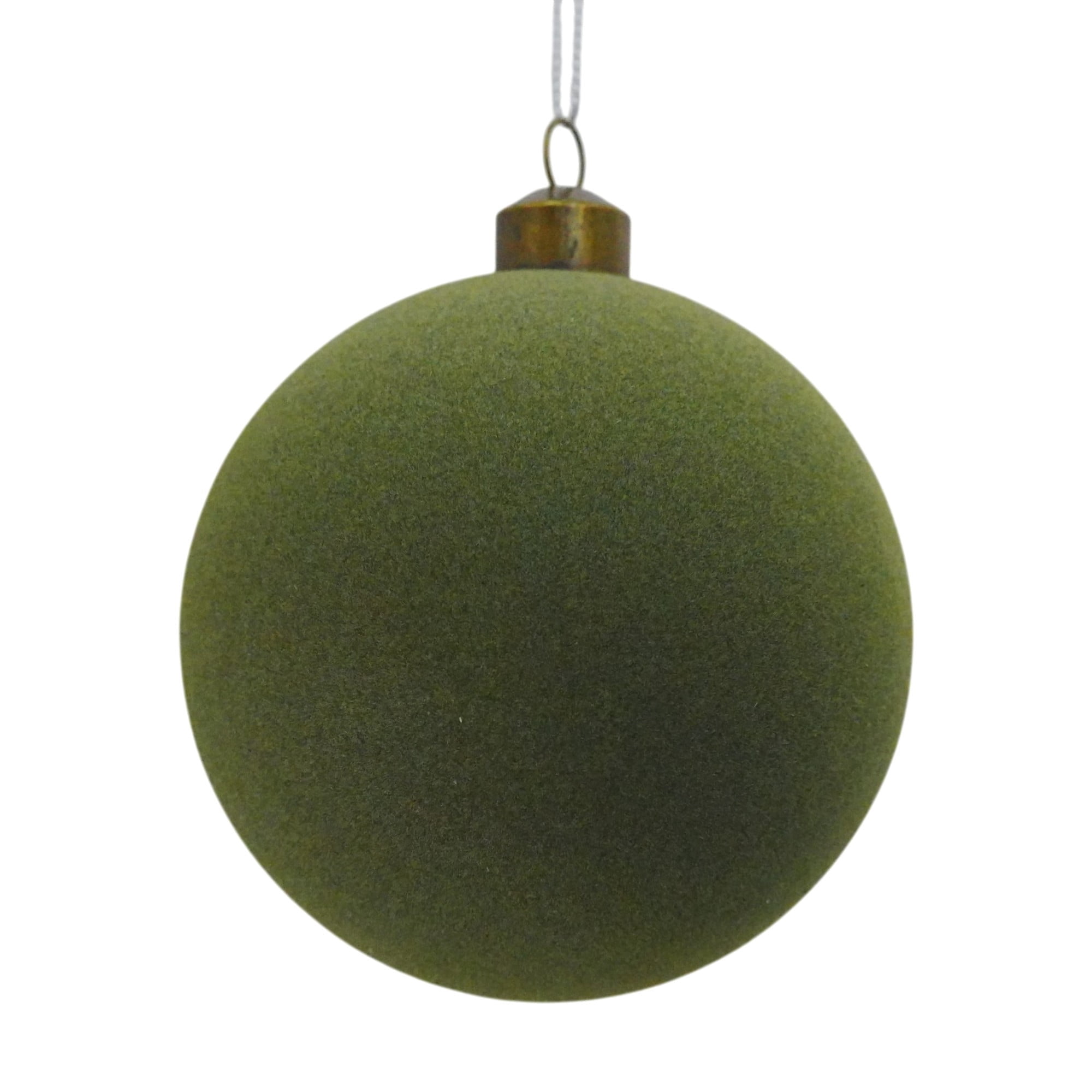4-Count Sage Green Velvet-Feel Ball Shatterproof Christmas Ornaments, 4.8", by Holiday Time