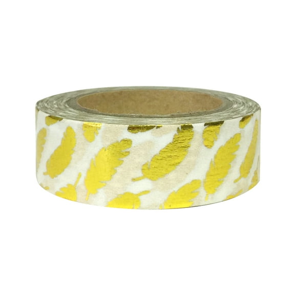 Wrapables® Colorful Washi Masking Tape, Metallic Gold Feathers