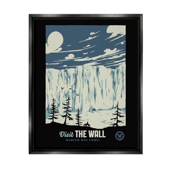 Stupell Industries Winter Has Come Fantasy Landscape Graphic Art Jet Black Floating Framed Canvas Print Wall Art, Design by Matheus Lopes Castro