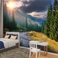 thumbnail image 2 of Peel and Stick Wallpaper Mountain river winding forest sunset Modern Art Wall Mural Decor Self Adhesive and Removable 100in x 144in, 2 of 8
