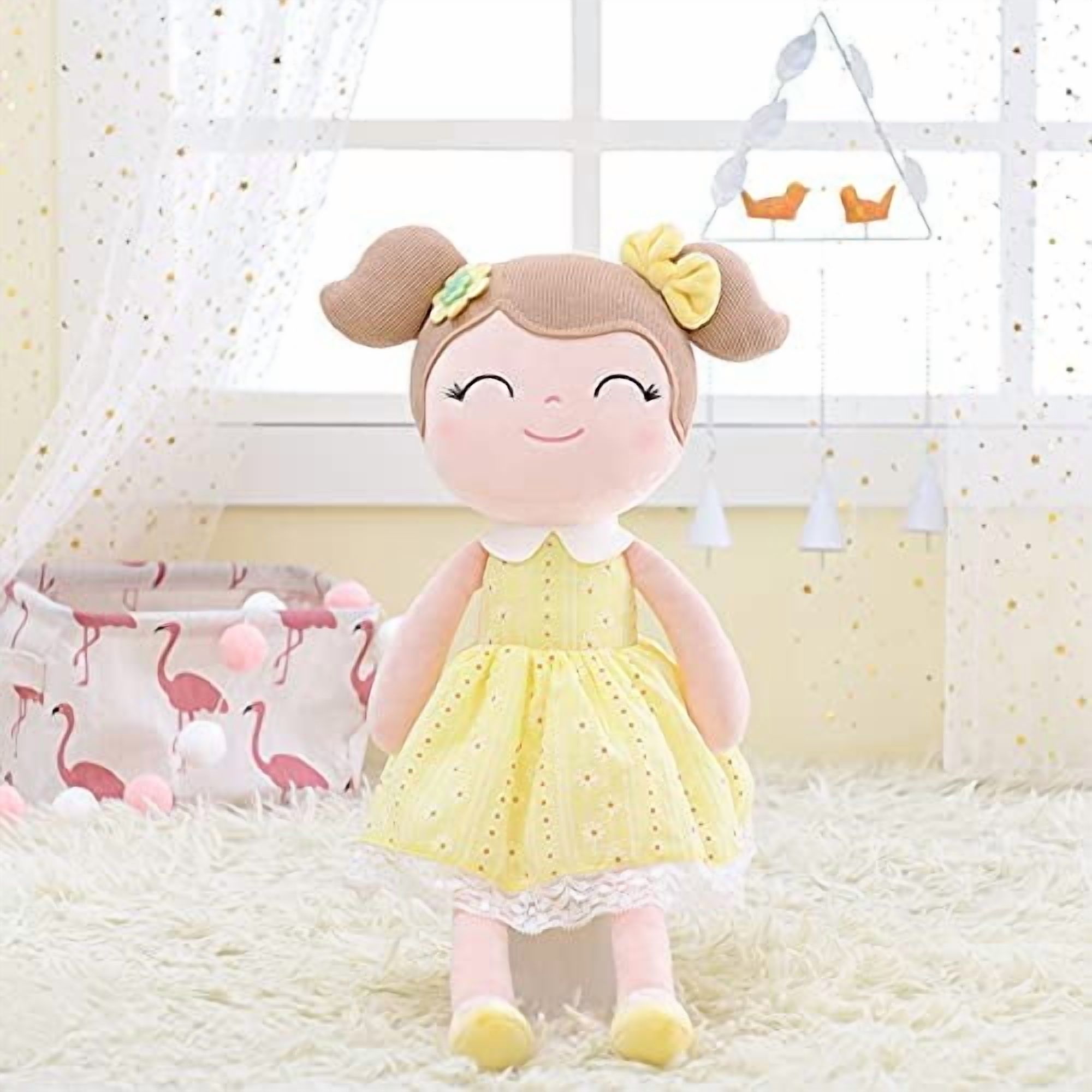 Gloveleya Baby Doll Baby Girl Gifts Plush Snuggle Dolls Soft Toys Yellow 16"