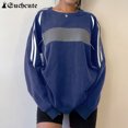 thumbnail image 4 of Sudadera con capucha vintage para mujer, moda de manga larga, cuello redondo, estilo preppy, estilo Harajuku, informal, holgada, ropa de calle, 4 of 6