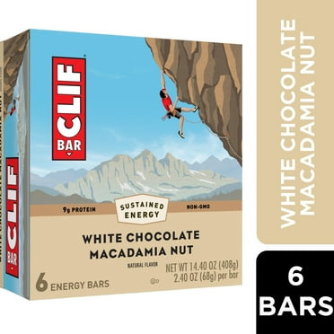 CLIF BAR White Chocolate Macadamia Nut Flavor Energy Bars, Plant Based Protein Bars, 6ct