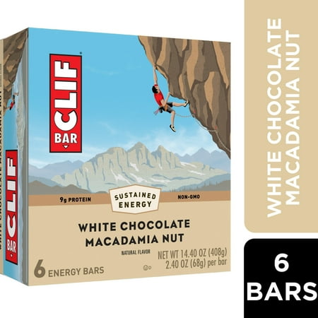 CLIF BAR White Chocolate Macadamia Nut Flavor Energy Bars, Plant Based Protein Bars, 6ct