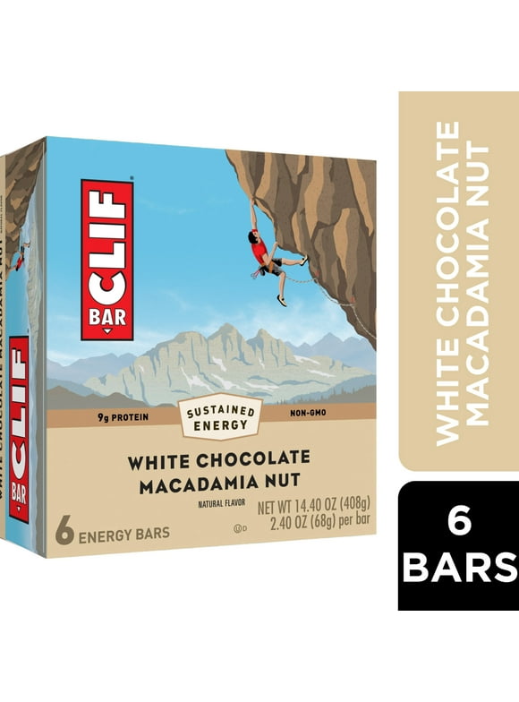 CLIF BAR - White Chocolate Macadamia Nut Flavor - Made with Organic Oats - 9g Protein - Non-GMO - Plant Based - Energy Bars - 2.4 oz. (6 Pack)