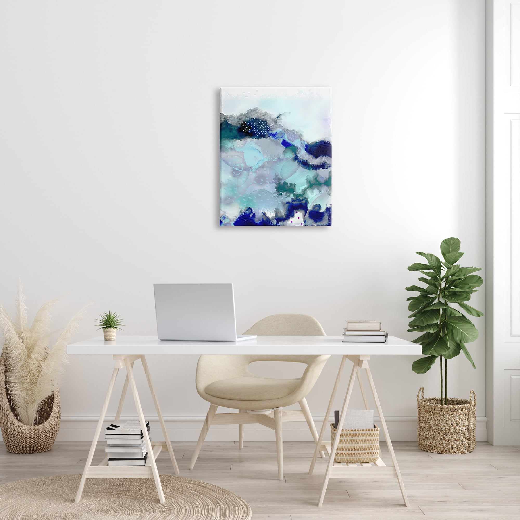 Stupell Industries Sea Floor Water Abstraction Fluid Green Blue Abstract Painting Gallery Wrapped Canvas Print Wall Art, 24 x 30