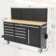 thumbnail image 2 of 61" Workbench, Rolling Tool Chest, Heavy Duty Wood Top Work Table with Drawers and Pegboard, Work Bench Organizers with Power Outlet, Wheels, Mobile Workstation for Garage, Workshop, 2 of 5