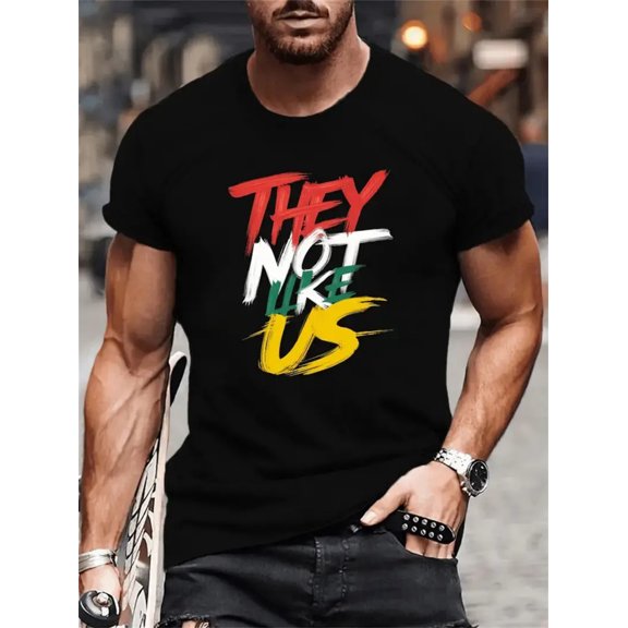 They Not Like Us" Men's Cotton T-Shirt - Casual, Comfortable & Stylish with Vibrant Print | Breathable Round Neck Short Sleeve Tee for Casual Attire