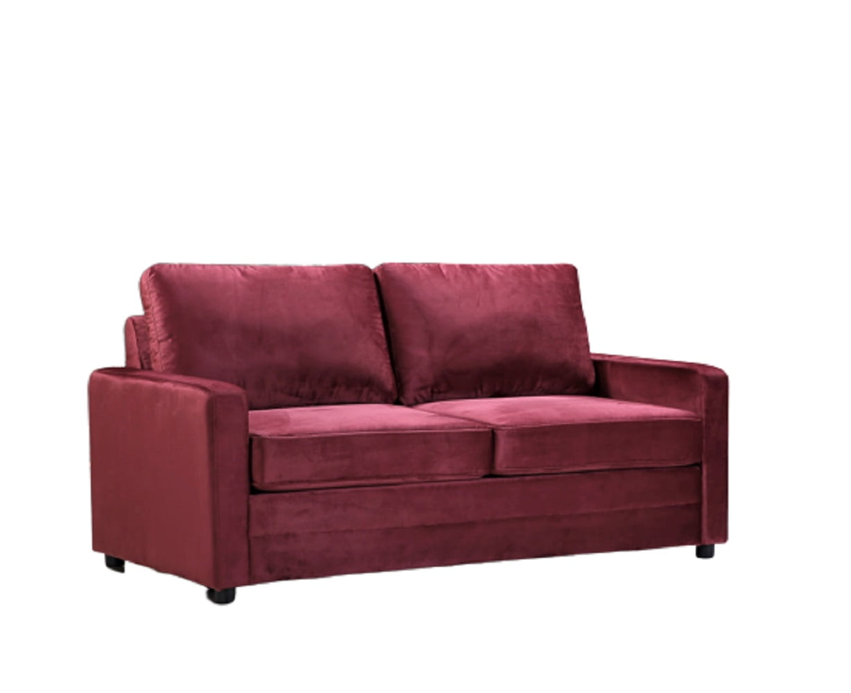 Uspridefurniture Borland 70'' Velvet Square Arm Sofa Bed,Red