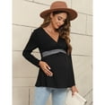 thumbnail image 3 of Yesfashion Womens Maternity Shirts Long Sleeve Pregnancy Tops Casual V Neck Knit Pregnant Blouses, 3 of 5