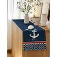 thumbnail image 5 of Table Runner 36 Inches Long for Kitchen Dining, Navy Blue Coastal Dresser Scarf Farmhouse, Dining Table Decorations for Wedding/Parties, Nautical Ocean Sea Anchor Abstract Art 13 x 36 In, 5 of 8