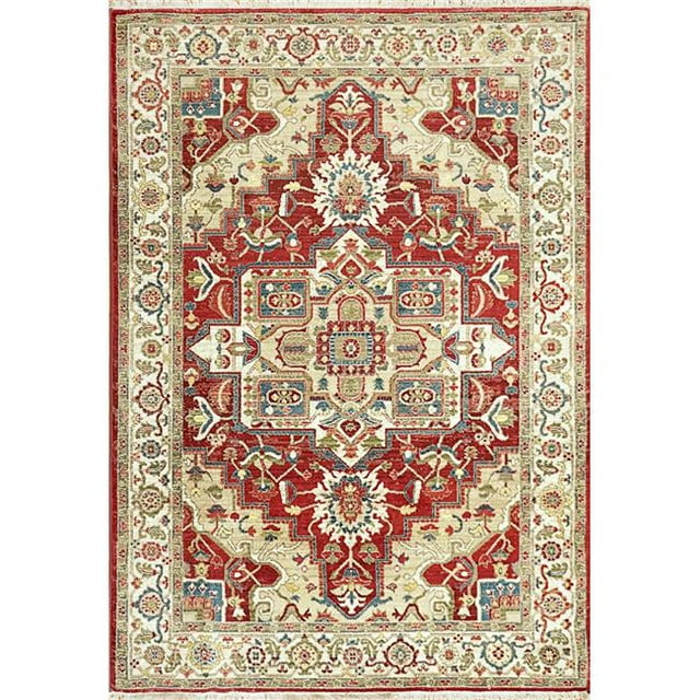 Dynamic Rugs JN9126882130 Tapis Rectangulaire Transitionnel 7 Pi. 10 Po. x 10 Pi. Juno 6882 - 130 Ivoire & Rouge