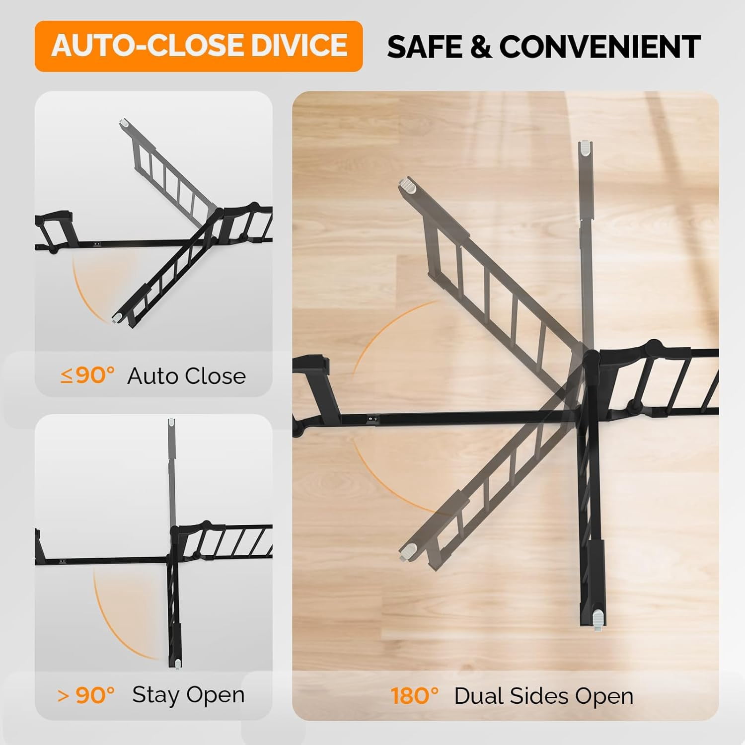 Baby Safety Gate, 82-Inch Configurable Walk-Through Fence for Toddler/Pet/Dog/Cat/Puppy, Adjustable Metal Barrier for Fireplace/Stairs/Doorways