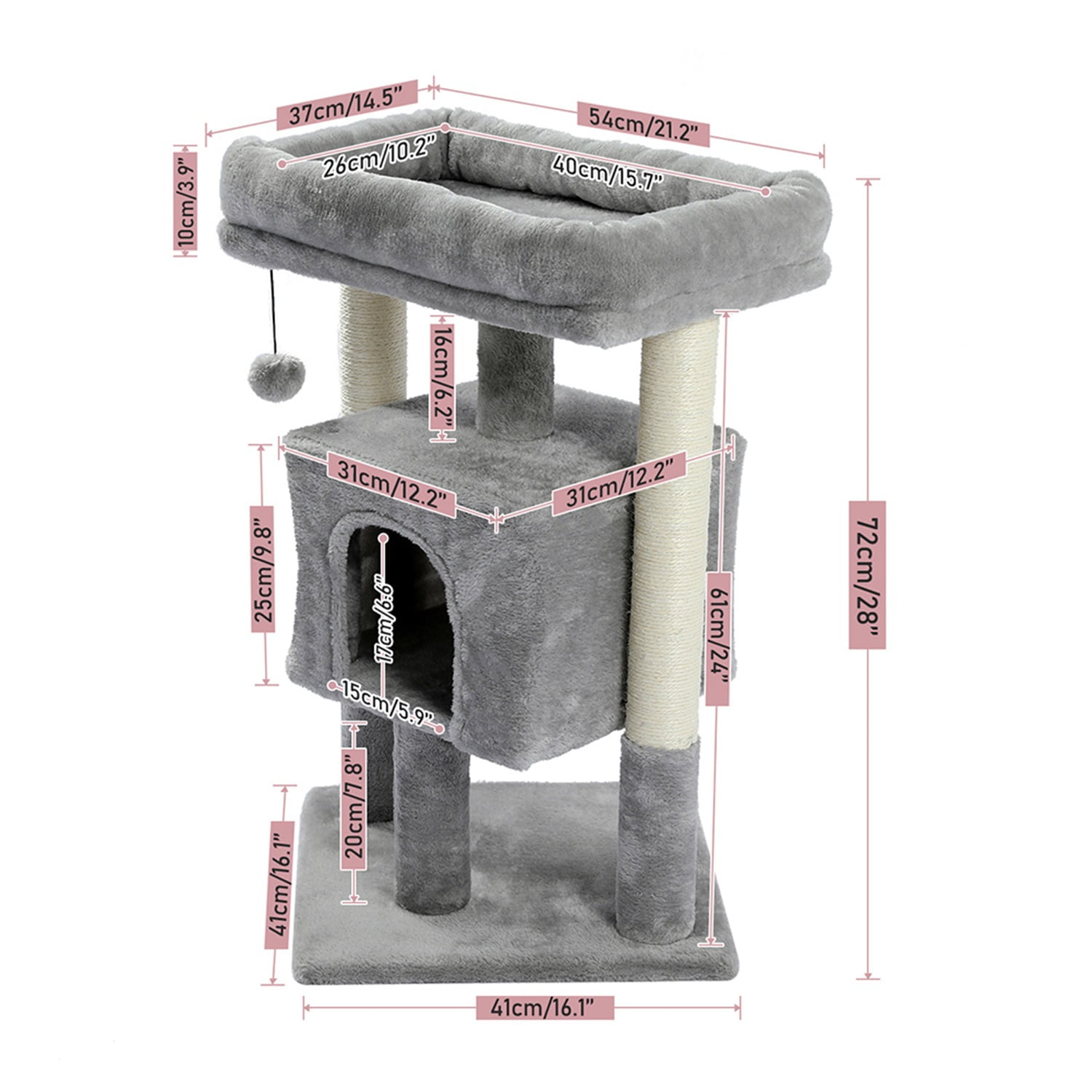 Pefilos Cat Tree Cat Houses for Outdoor Cats Cat Condo for Large Cats with Sisal Scratching Posts, Cat Nest for Indoor Cats Plush Perch, Cat Tower Furniture Cat Bed, Gray Pefilos Cat Tree Cat Houses for Outdoor Cats Cat Condo for Large Cats with Sisal Scratching Posts, Cat Nest for Indoor Cats Plush Perch, Cat Tower Furniture Cat Bed, Gray