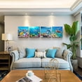 thumbnail image 5 of Canvas Wall Art - Coral and Fish Modern Home Decor Stretched and Framed Ready to Hang Ocean Theme Sea fish and sea turtles Mediterranean Style Canvas Prints The bathroom wall decor- 4 Panels, 5 of 6
