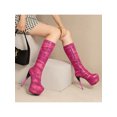 thumbnail image 4 of UKAP Bottes à Talons Hauts Imprimé Léopard pour Femmes Antidérapantes Bout Pointu Stiletto Rose Rouge 8, 4 of 8