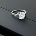thumbnail image 4 of Gem Stone King 925 Sterling Silver White Moissanite 3 Stone Ring for Women (3.03 Cttw, Oval 10X8MM, Gemstone Birthstone, Size 6), 4 of 4
