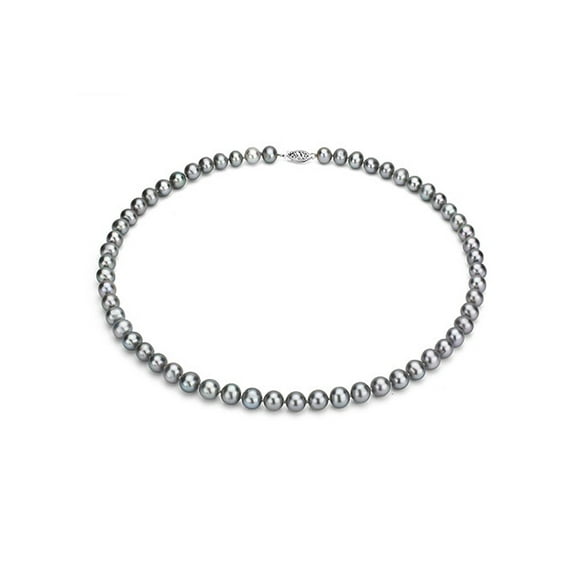 ADDURN Ultra-Luster 6-7mm Grey Genuine Cultured Freshwater Pearl 18" Necklace and Sterling Silver Filigree Clasp