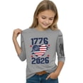 thumbnail image 4 of CCRFTGI American 4th of July Shirts for Children Girls Size 7 USA Shirts Funny 3/4 Sleeve 1776-2026 American Flag Heart Summer Tunic Blouses Independence Day Girls Fashion Outfit Gray 5-6 Years, 4 of 5