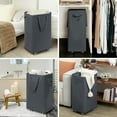 thumbnail image 3 of Hamper with Wheels, 2-Pack 75L Foldable Laundry Baskets with Removable Wash Bags, Dirty Laundry Basket for Corner Dorm, Slim Laundry Basket, Grey, 3 of 6