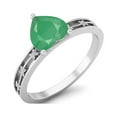 thumbnail image 2 of 925 Sterling Silver 0.75 Cts Heart Shape Emerald Solitaire Flower Engraved Shank Women Valentines Day Gifts Ring, 2 of 3