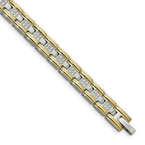 Auriga Fine Jewelry Stainless Steel Polished Yellow IP-plated with CZ 8.5 inch Link Men's Bracelet