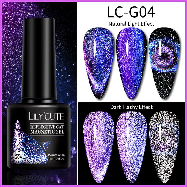 LILYCUTE 7ML Cat Magnetic Gel Nail Polish Pearl Shell Thread Pattern 9D Glitter Semi Permanent Soak Off Nail Art Varnish