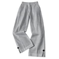 thumbnail image 6 of Cotton Linen Pants Women 2026 Summer Elastic Waist Straight Leg Loose Casual Lounge Pants with Pockets, 6 of 7