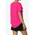 thumbnail image 4 of Women's Lightweight Woven Dolman Short Sleeve Boat Neck Relaxed Blouse Basic Top, 4 of 7