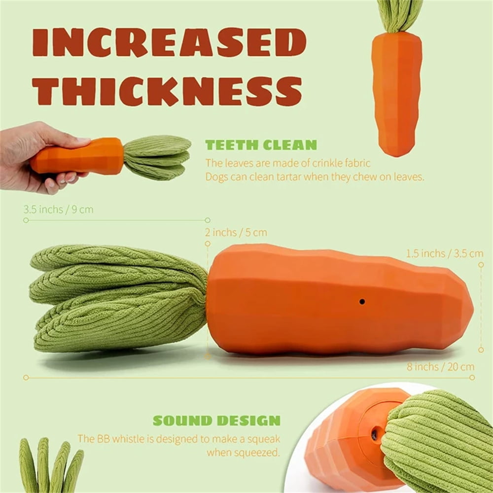ETIAL Carrot Dog Toys for Aggressive Chewers Super Chewers Tough & Durable  Rubber Indestructible Big Dog Chew Toys for Medium Large Breed
