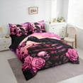 thumbnail image 3 of Feelyou Teen Halloween Crow Bedding Comforter Set 7pcs, Romantic Pink Rose Queen Bedding Sets, Western Book Butterfly Reversible Queen Sheet Sets, Microfiber Bedroom Decor, 3 of 7